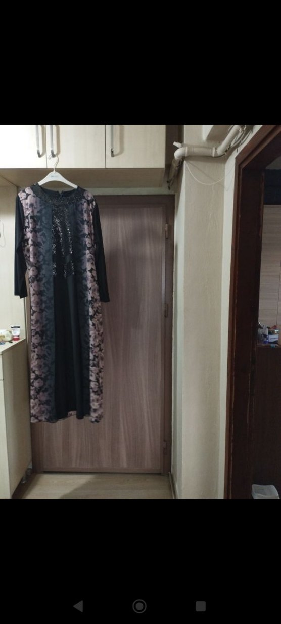 Mor Uzun Kollu Gotik Abiye Elbise ve şal - Görsel 2