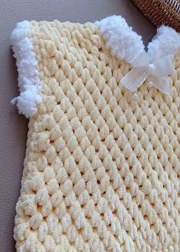 Kız Çocuk Pastel Sarı Kolsuz Örgü Süveter - Görsel 3