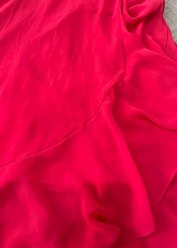 Pembe V Yaka Drapeli Mini Elbise - Görsel 3