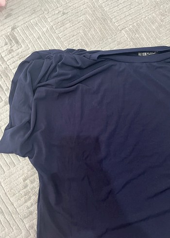 Lacivert Keten Hamile Tişörtü, Salaş, Kısa Kollu - Görsel 4