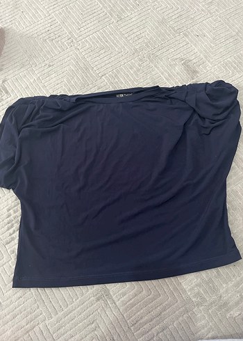 Lacivert Keten Hamile Tişörtü, Salaş, Kısa Kollu - Görsel 3