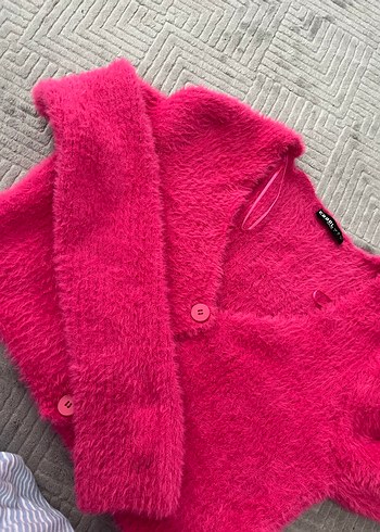 Kadın Pembe Yün Detaylı Kazak - Görsel 4