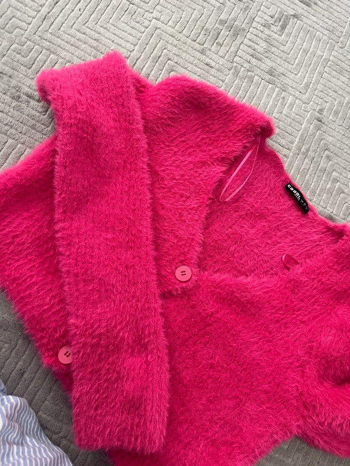 Kadın Pembe Yün Detaylı Kazak - Görsel 4