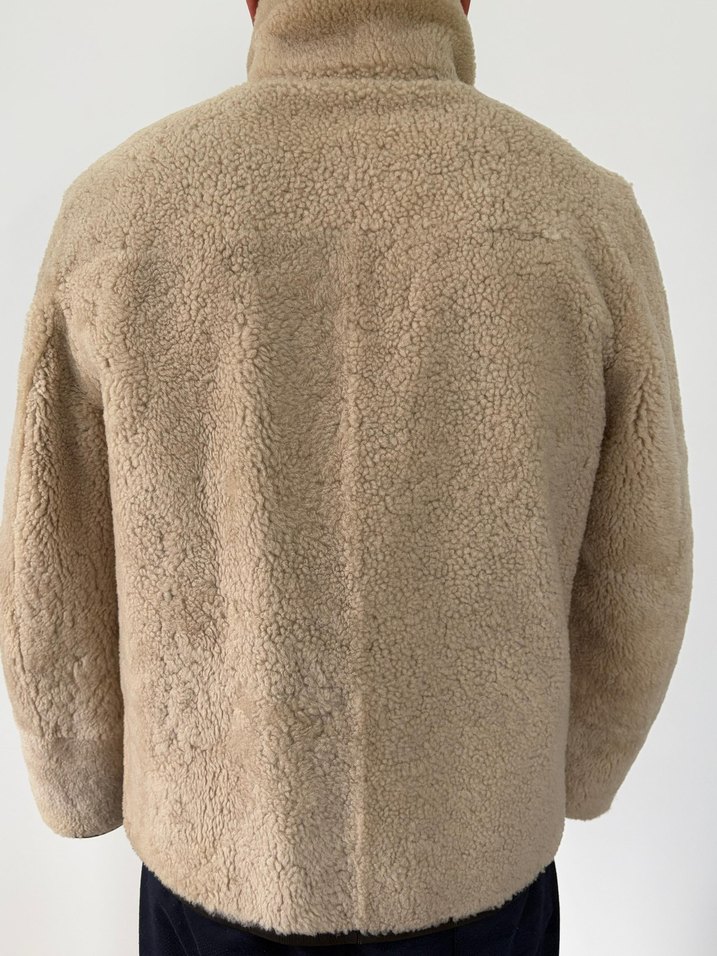 Siyah Gerçek deri kürk çift taraflıMont, Fermuarlı, Uzun Kollu - Görsel 4