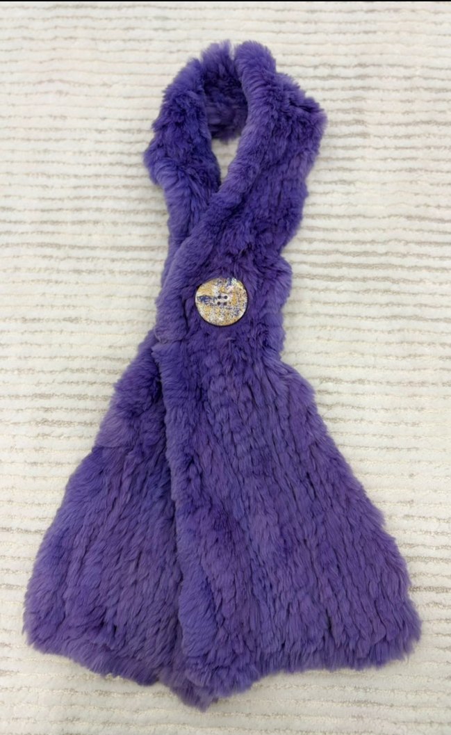 Hakiki deri kürk Mor Kadın Atkı - Görsel 2