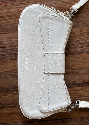 Beyaz Deri Kadın Omuz Çantası - Görsel 3