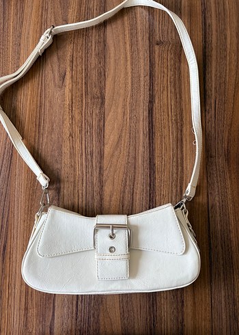 Beyaz Deri Kadın Omuz Çantası - Görsel 2