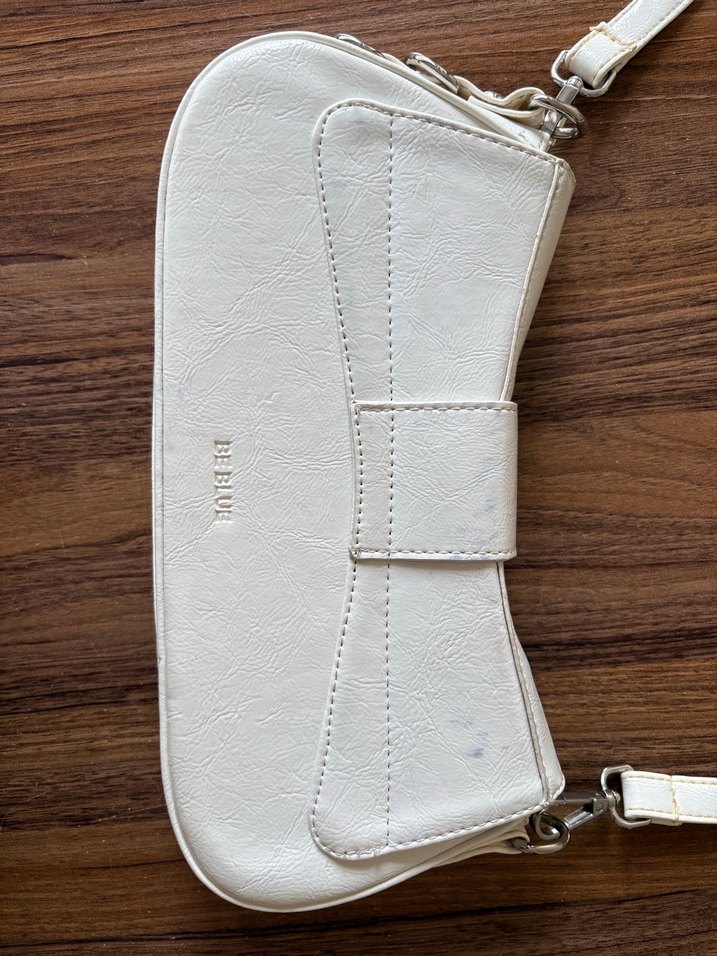 Beyaz Deri Kadın Omuz Çantası - Görsel 3