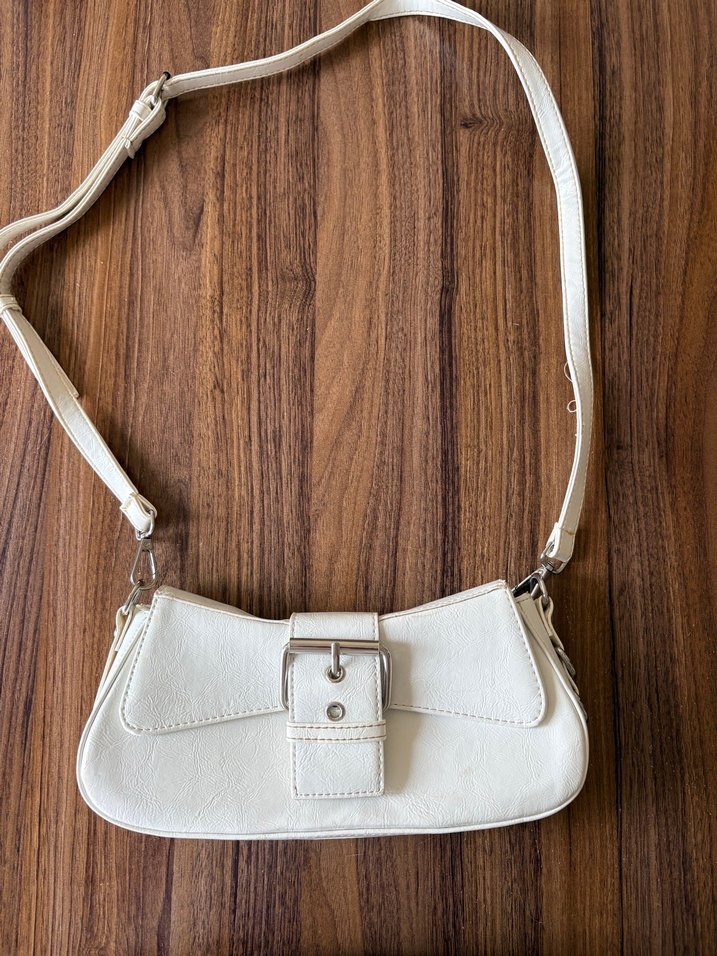 Beyaz Deri Kadın Omuz Çantası - Görsel 2