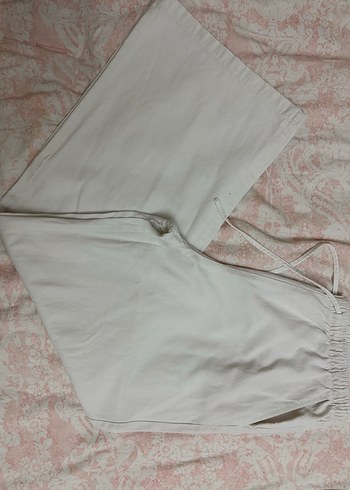 Beyaz Keten Kadın Pantolon - Görsel 2