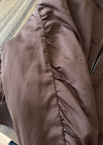 Kadın Kahverengi Saten Fermuarlı Ceket - Görsel 3