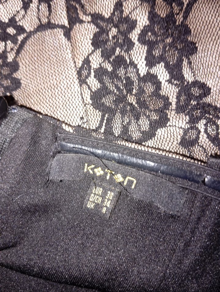 Siyah Dantel Detaylı Midi Straplez Elbise - Görsel 4