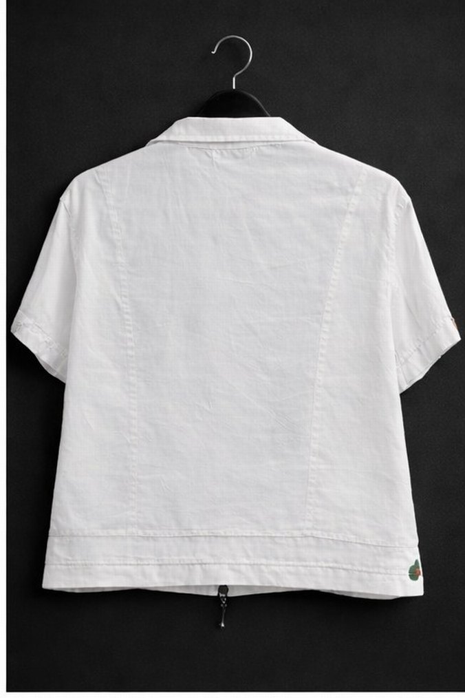 Nakışlı Kısa Kollu Beyaz Pamuklu Bohem Gömlek M vintage. gömlek. - Görsel 3