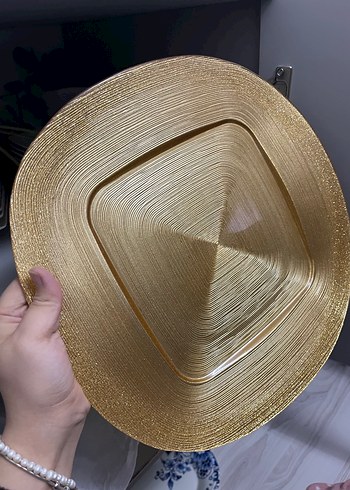 Parlak Altın Renk Bohem Tarz Cam Supla - Görsel 2