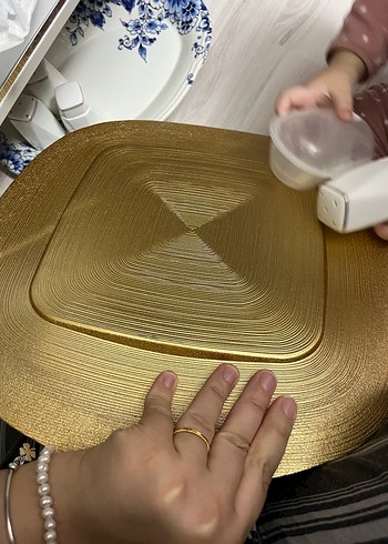 Parlak Altın Renk Bohem Tarz Cam Supla - Görsel 4