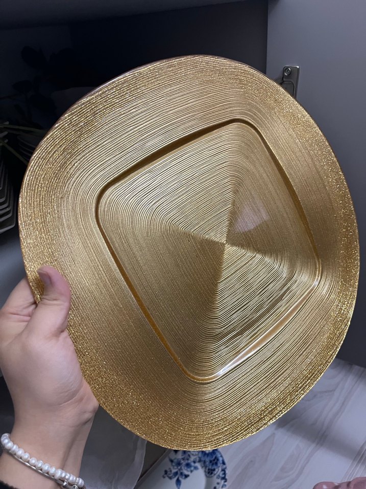 Parlak Altın Renk Bohem Tarz Cam Supla - Görsel 2