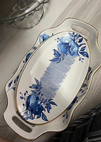 Mavi Çiçek Desenli Seramik Yemek Tabağı Seti - Görsel 4