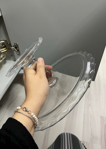 Vintage Tarzda Beyaz Cam Ayaklı Tabak - Görsel 2