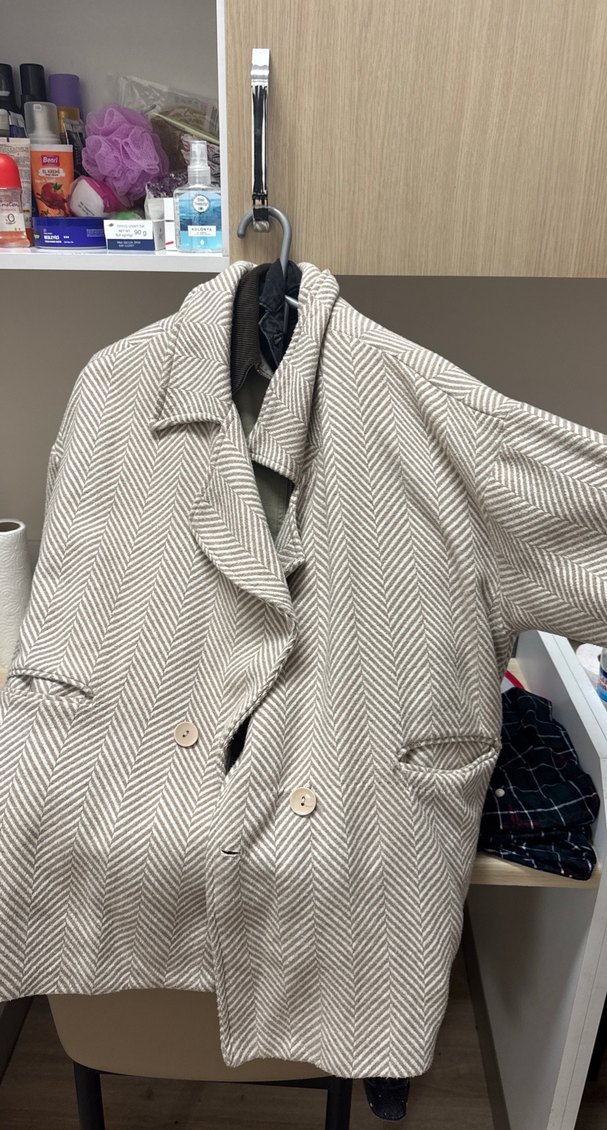 Düğmeli Bej Desenli Hamile Kabanı - Görsel 2