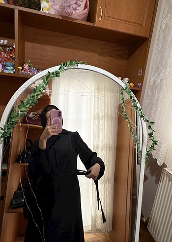 siyah sade saten elbise - Görsel 4