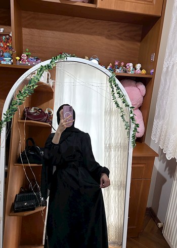 siyah sade saten elbise - Görsel 6