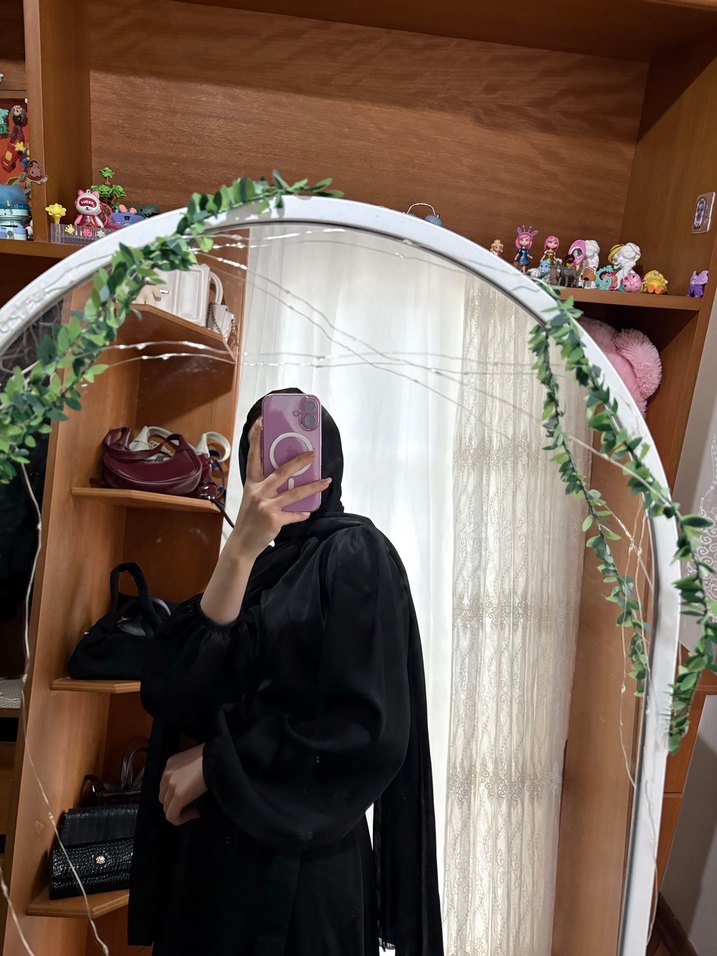 siyah sade saten elbise - Görsel 2