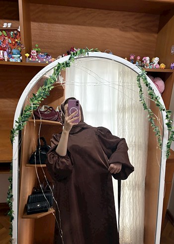 Kadın Kahverengi Midi Saten elbise - Görsel 5