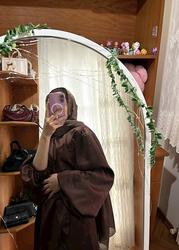 Kadın Kahverengi Midi Saten elbise - Görsel 8