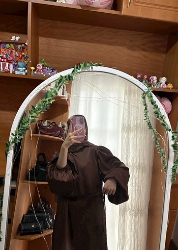 Kadın Kahverengi Midi Saten elbise - Görsel 4