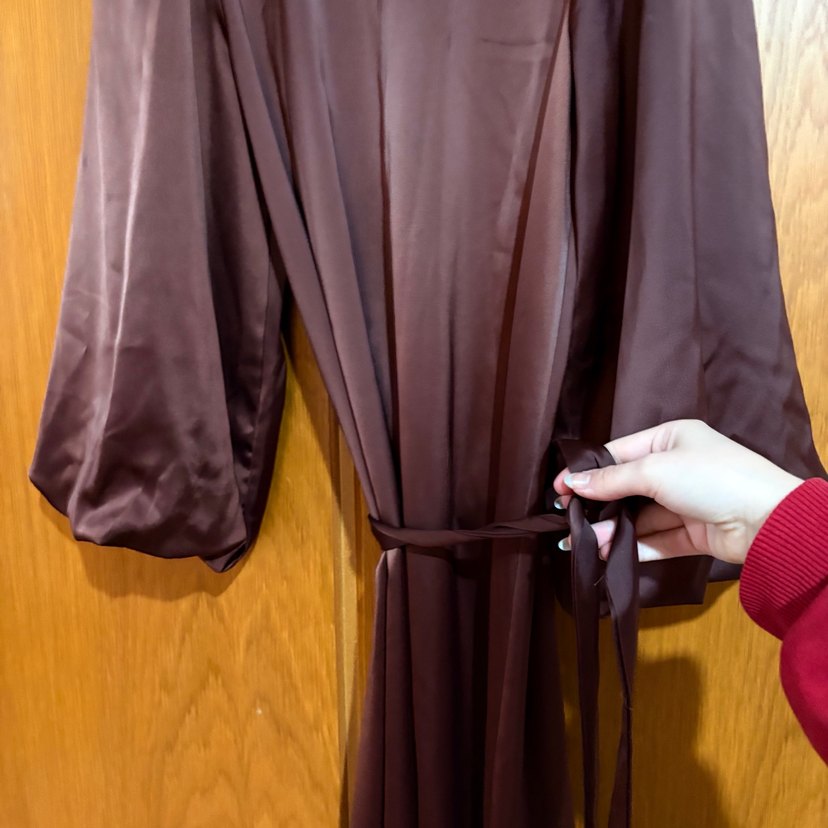 Kadın Kahverengi Midi Saten elbise - Görsel 2