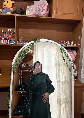 Drapeli Yüksek Yakalı Uzun Kadın Elbise - Görsel 3