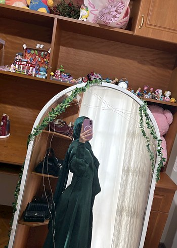 Drapeli Yüksek Yakalı Uzun Kadın Elbise - Görsel 7