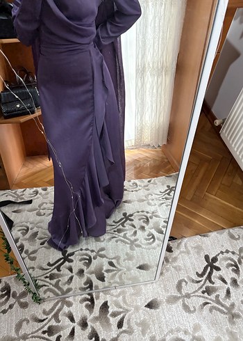 Kadın Mor Uzun Drapeli Elbise - Görsel 8