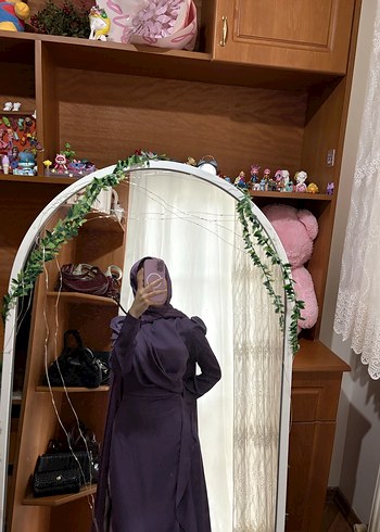 Kadın Mor Uzun Drapeli Elbise - Görsel 4