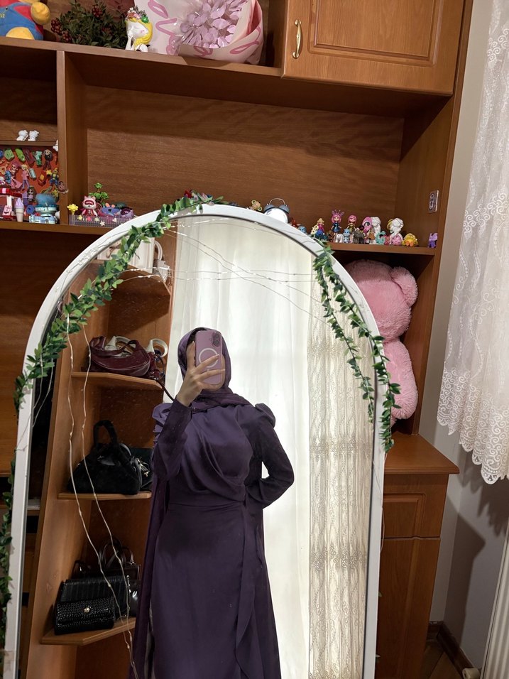 Kadın Mor Uzun Drapeli Elbise - Görsel 4