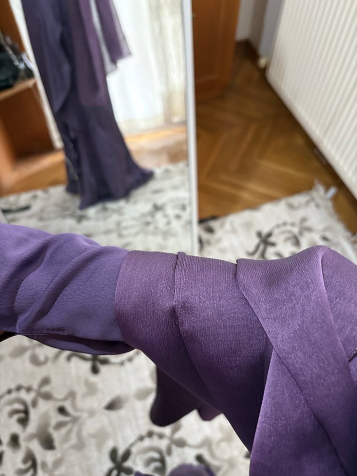 Kadın Mor Uzun Drapeli Elbise - Görsel 5