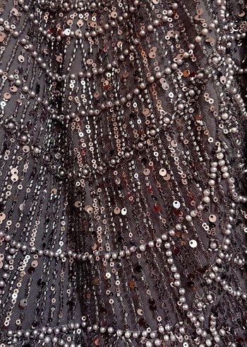 mor İşlemeli Drapeli Uzun Abiye Elbise - Görsel 12