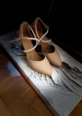 Bej Stiletto Topuklu Kadın Abiye Ayakkabı - Görsel 3