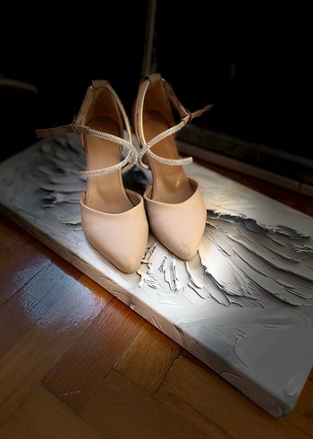 Bej Stiletto Topuklu Kadın Abiye Ayakkabı - Görsel 4