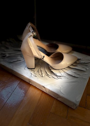 Bej Stiletto Topuklu Kadın Abiye Ayakkabı - Görsel 3