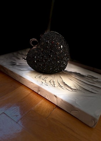 İşlemeli Boncuklu Siyah Gotik Kadın Clutch Çanta - Görsel 2