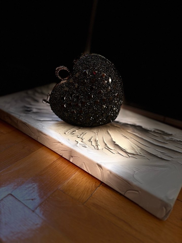 İşlemeli Boncuklu Siyah Gotik Kadın Clutch Çanta - Görsel 2