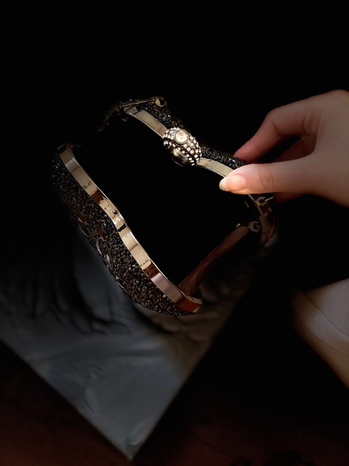 İşlemeli Boncuklu Siyah Gotik Kadın Clutch Çanta - Görsel 3