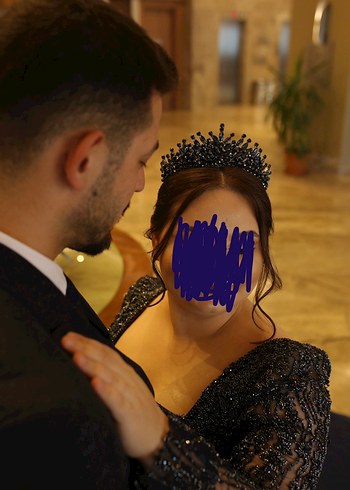 Lacivert Parlak Taşlı Gotik Taç - Görsel 3