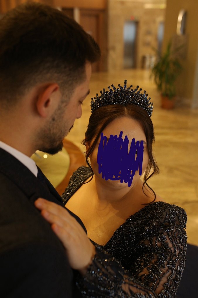Lacivert Parlak Taşlı Gotik Taç - Görsel 3