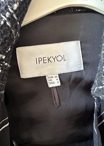 ipekyol Kemerli Siyah Ekose Uzun trenç