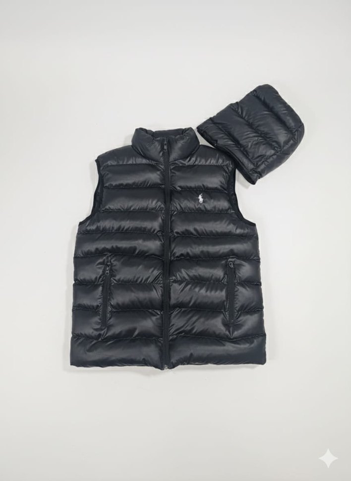 Siyah Kapüşonlu Kemerli Erkek Yelek - Görsel 2