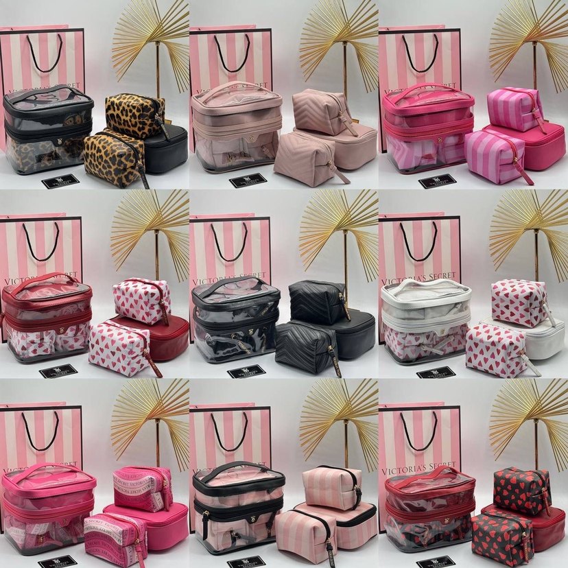 Victoria's Secret Pembe Çizgili Makyaj Çantası - Görsel 2