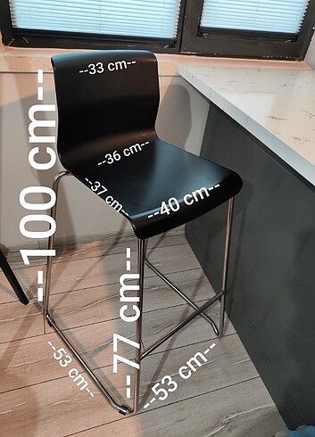 IKEA siyah bar sandalyesi - Görsel 2