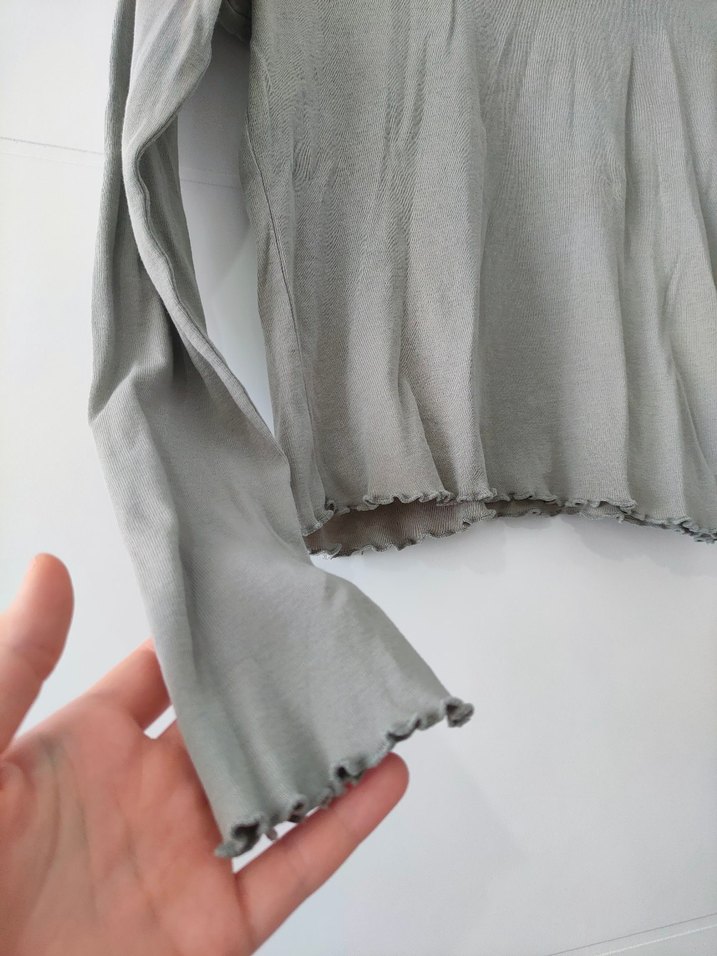 Yeşil Uzun Kollu Basic Kadın Tişört - Görsel 4